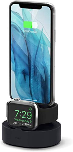 elago 2 in 1 Stazione di Ricarica Compatibile con AirPods 2/1, Apple Watch Serie 11/10/9/8/7/6/5/4/3/2/1/SE3/SE2/SE, Tutte le Serie di iPhone [Original Cables Required] [Gestione Cavi] (Nero)