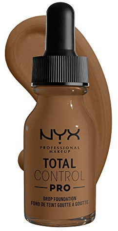 NYX Professional Makeup Total Control Pro Drop Foundation, Flüssiges Make up, Individuelle und aufbaubare Deckkraft, Vegane Formel, True-to-Skin Finish, 13 ml, Farbton: Deep Sable
