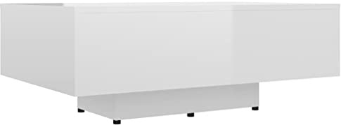 vidaXL Couchtisch Modernes Design Beistelltisch Wohnzimmertisch Kaffeetisch Sofatisch Teetisch Tisch Wohnzimmer Hochglanz-Weiß 85x55x31cm Holzwerkstoff