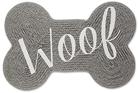 DII Braided Pet Mat Collection 100% Cotton, Bone Shape, Gray Woof