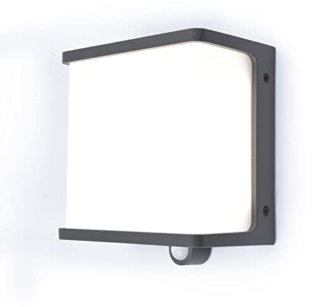 LED Solar Außenwandleuchte Doblo, moderne Wandlampe m.Bewegungsmelder aus Aluminium in Anthrazit & Weiß, Außenlampe m.Dämmerungssensor,1000 Lumen, 4000 Kelvin, vielseitige Wandleuchte