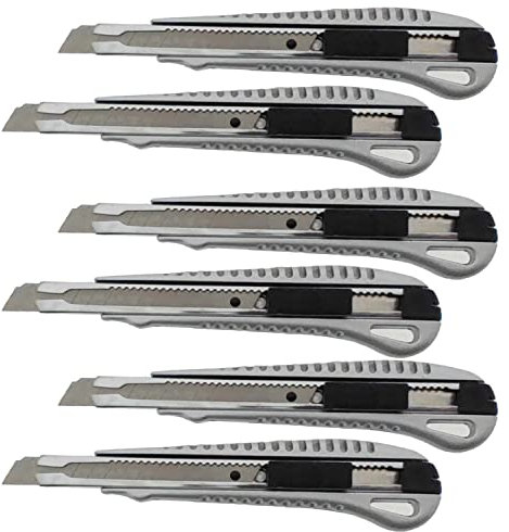 varivendo Profi Cuttermesser Set 6-teilig 9mm Aluminium - Scharfe Klingen für präzise Schnitte – Ideal für Heimwerker