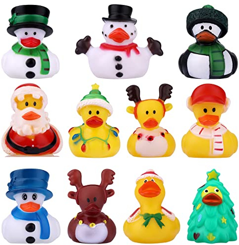 11 Piezas de Patos de Goma de Navidad, Patitos de Goma Baño Lindos Juguetes de Pato de Baño para Celebraciones Navideñas Suministros para Fiestas Regalos