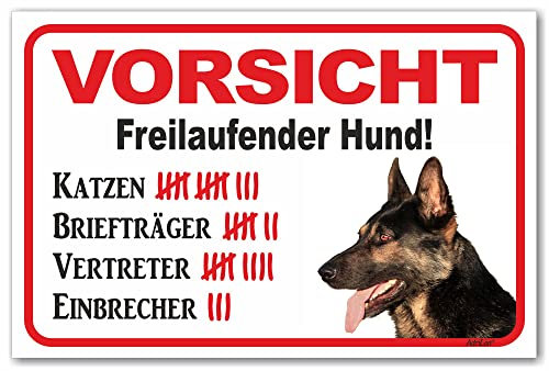 AdriLeo Schild - Vorsicht Deutscher Schäferhund - Achtung Briefträger - (15x20cm) / Hund Wachhund robust langlebig UV-beständig wetterfestes Warnschild