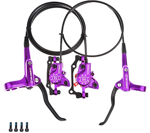 pistro MTB Fahrrad Öl Bremssattel Hebel Schlauch Set, Aluminiumlegierung Rennrad Mountainbike Hydraulische Scheibenbremse Hebel Reparatur Teile - Lila Vorne R hinten