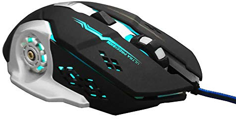 Flisdtry Ratón para juegos, ratón óptico USB, ratón para juegos RGB, mouse para PC con cable, 6 botones