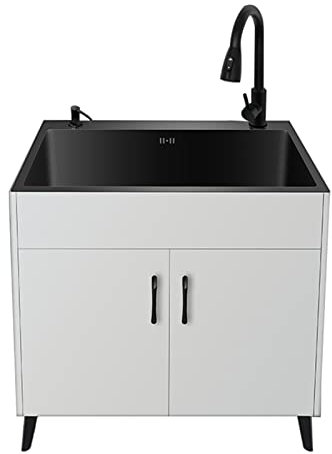 Spülenschrank mit spüle und armatur,spülbecken edelstahl,küchenspülen 1 Becken,Outdoor Indoor Utility Spüle für Garage,Catering,Restaurant,Camping,Waschküche,Werkstatt ( Color : Wit , Size : 68X45X78C
