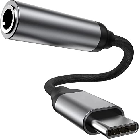 VMOJO USB C auf 3,5 mm Audio Adapter, Stecker auf Buchse Kopfhöreranschluss Adapter, Nylonkabel für Samsung S21/S20/S20+/S20 Ultra, Pixel 4/+ 4XL und weitere Typ-C-Geräte