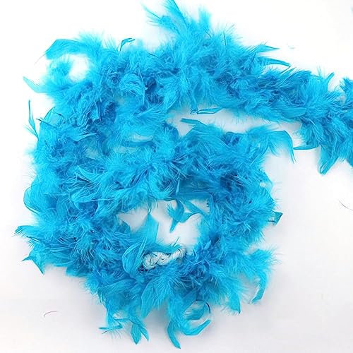 1 Stück 2m Länge Federboa Truthahnfederstreifen,Feder Boas Zubehör,Federstola Federschal Kostüm,Kostüm-Accessoire,für DIY-Blumenstraußverpackungen, Maskeradekleider, Abschlussballpartys,blauer See