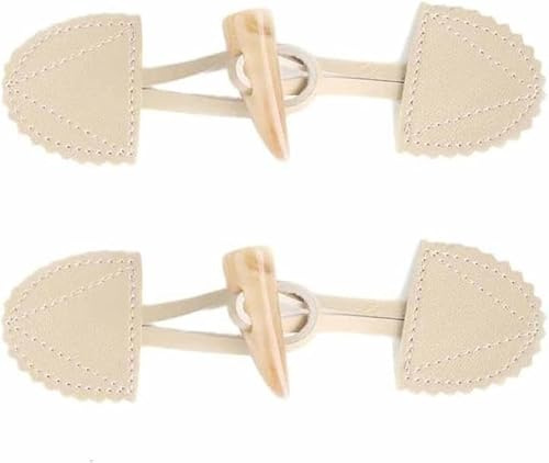 Aeromdale Leder-Knopfverschluss, Knebelknöpfe, Hörner, Schnalle, Zubehör für Mantel, Jacke, Reisetasche, Nähen, Heimwerken, Basteln, 2 Stück – 15 cm – Beige