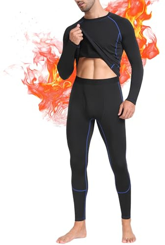 SIMIYA Mens Long Johns Thermal Set Fleece Lined Base Layer Cold Weather Top