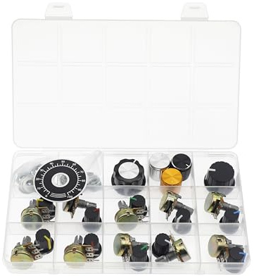 10PCS WH148 Horizontales 3-Pin-Potentiometer 100 Ohm | Eindrehbarer Einstellwiderstand mit 15mm Rändelwelle und Aluminium-Knopfkappe