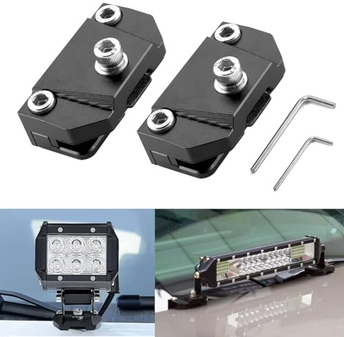 Soportes de luz de zanja para capó, 2 soportes universales de montaje de barra de luz LED, bisagra de capó, soportes de luz antiniebla, abrazadera M6 para coche, camión, accesorios todoterreno, sin