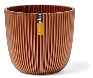 Capi Europe - Blumentopf Kugel Groove 'Made with' Metallic Kupfer - 22x20 - Blumentöpfe für drinnen und draußen - Hergestellt aus recycelten Materialien