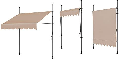 IBOWZ Store Banne Manuel Auvent Abri Pare-Soleil Autoportant, Auvent Rétractable Imperméable, Protection Contre La Pluie Et La Neige UV, avec Tige Réglable en Hauteur De 200 Cm à 300 Cm, 118X47