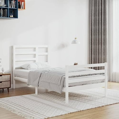 CKioict Tagesbett Doppelbett/Einzelbett Schlafzimmermöbel Massivholzbett Weiß 100x200 cmGeeignet für Gästezimmer Schlafzimmer