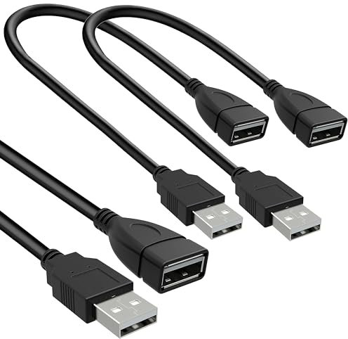 SaiTech IT 2 Pack (30cm - 1ft) Adjustable Flexible USB 2.0 Male to Female Extension Plug/Socket Adapter Cable - Worlds Shortest USB 2.0 Extension Cable