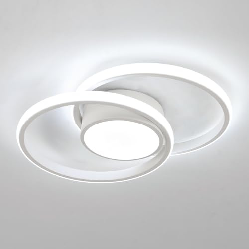 SENQIU Deckenlampe LED, 42W LED Deckenleuchte Modern | Runde LED Deckenbeleuchtung für Schlafzimmer Wohnzimmer Küche Studio, Kaltweißes Licht 6500K, Weiß, 40CM
