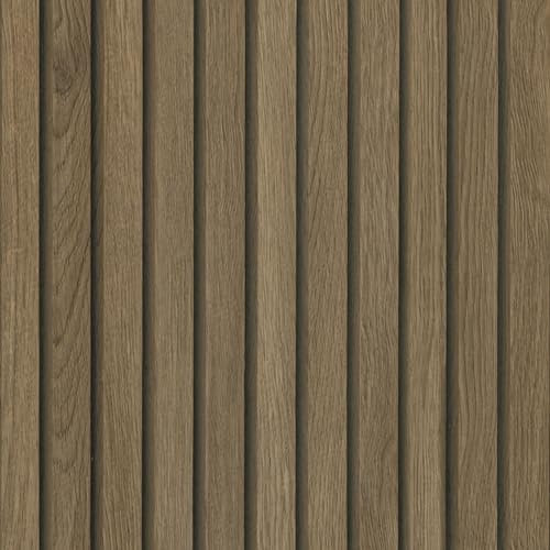 Hode Wood Panel Wallpaper Wood Effect Vinyl Wrap Self Adhesive, 3D Slat Wall Panelling Peel and Stick Living Room Wallpaper, Waterproof, Light Oak, 40cmx10m