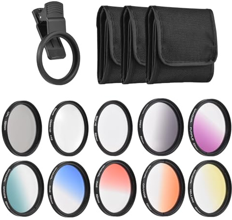 Andoer Kit de filtro polarizador lente de teléfono de 52 mm Polarizador circular profesional para iPhone 15/14/13/12/11 para cámaras DSLR Canon Nikon Sony