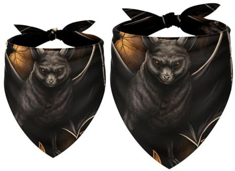 Hundehalstuch, Dreieckstuch für Halloween, Fledermäuse und Schmetterlinge, für kleine, mittelgroße und große Hunde und Katzen, Dreieckstuch, 2 Stück