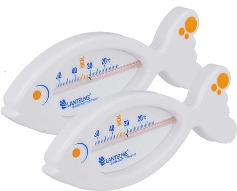 Lantelme 2 Stück Badethermometer Set für Baby Kleinkinder Temperaturanzeige 11°C - 52°C Analog | leicht ablesbar für Badewasser Temperatur Babybadewanne | Babywanne Kinder Bade Thermometer Fisch Weiß