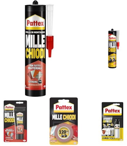 Pattex Mille Chiodi Extreme, forte adesivo di montaggio, colla forte per interni e esterni, adesivo sigillante resistente ad acqua e raggi UV, bianco, 1x460g cartuccia