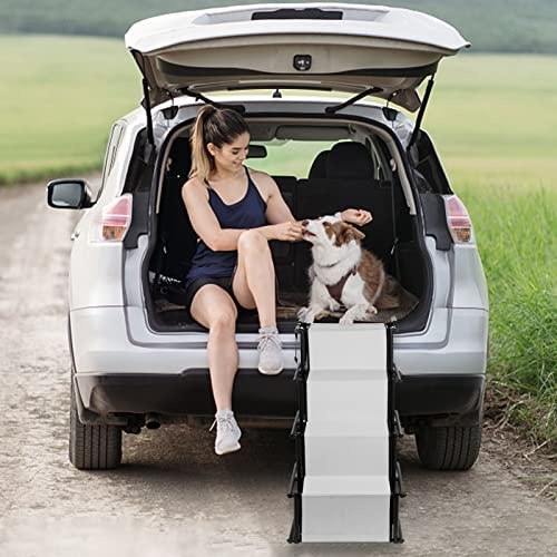 Tragbare Hunderampe für Auto, Hundetreppe, verwendbar für alle Fahrzeuge, faltbare Hundetreppe, Hunderampe, Auffahrrampe für kleine und große Hunde (Hellgrau, XXL)