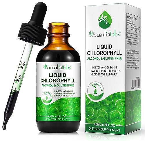 Liquid Chlorophyll Drops, 60ML Natural Chlorophyll for Internal Detox & Cleanes, Energy Booster, Digestion Supports Mint Flavour