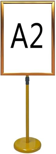 NNCSNE Plakatständer, um 360° drehbarer, höhenverstellbarer Schilderhalter mit Stabiler runder Basis, Aluminium-Klapprahmen, Plakat- und Menüständer für Einkaufszentrum, Schule, Krankenhaus Golden A2