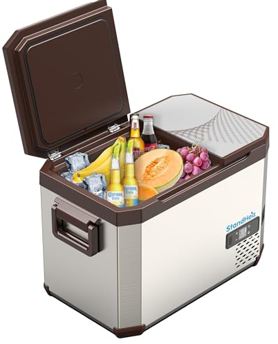 StandHeiz Tragbare Kühlbox Kompressor 40L Beste Lösung für Wohnmobile und Autos, ideal für Camping, mit Gefrierfunktion bis -20°C, betrieben mit 12V, 24V und 230V, leise und energiesparend.