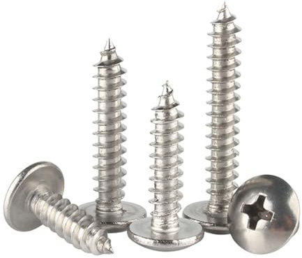 Aqxypas 10/20/50 Stück M3 M4 M5 M6 304 Edelstahl Kreuzschlitz-Frusskopf selbstschneidende Schraube Pilzkopf Holzschrauben(10mm)