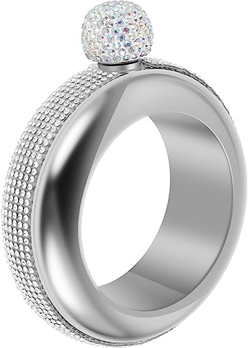 Flachmann Armband mit Strasssteinen Flaschenverschluss 3,5 Unzen Tragbar Alkohol Krug Armband Edelstahl Handgefertigt Armband Flasche für Party Bar Konzert (Silber)