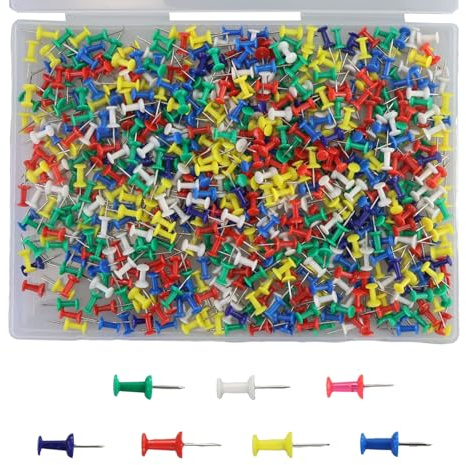 700 Stück Mehrfarbig Reissnägel, Stecknadeln, Kreativ Dekorative Bunte Reißzwecken groß,Bunt Pinnwandnadeln Reisszwecke Pinnadeln Push Pins für Fotos,HangingTacks, Tags, Büro und Haus, Bulletin Board