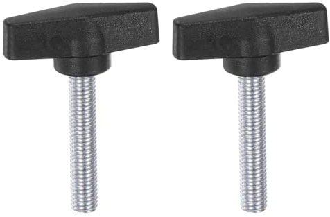 QUARKZMAN 2Pcs Boutons à Ailettes Tee M10 x 40mm Tête en T de 55mm Noir | Tige Filetée Mâle Métrique Poignées de Bouton en Élastique Vis à Pouce de Serrage à la Main