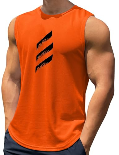 Débardeur de sport en résille pour homme - Débardeur de sport - T-shirt d'entraînement et de course à pied - Sans manches - Col rond - Respirant - Pour l'été - Basiques pour homme