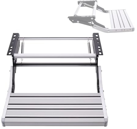 WANGCEPLSD Trittstufe Manuelle, Aluminiumlegierung Wohnmobiltrittstufe, für Wohnmobil, Wohnwagen, Wohnmobil, Reiseanhänger, Tragkraft 200 Kg, 484 X 300 Mm