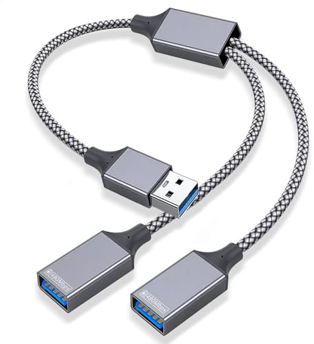 BLKing Divisor USB 1 en 2 salidas, USB A macho a doble hembra, adaptador de extensión de cable USB Y, concentrador extensor de puerto USB doble, cargador de datos dividido para coche, serie Xbox One