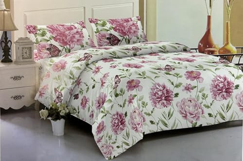 Juego de Funda Nórdica 4 Piezas, Sábana Bajera + 2 Fundas de Almohada + Funda Edredón, Cama de 90, 105, 135, 150 y 180 cm, Adecuado para Todas Las Estaciones, Ligeras y Suaves, (D6, 135 cm)