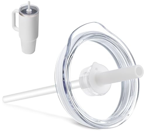 Bluwing Replacement Tumbler Lid for Hydro Flask 32 40oz Travel Tumblers, Press-In Tumbler Lid with Straw for Hydro Flask 32oz 40oz All Around Tumblers(White)