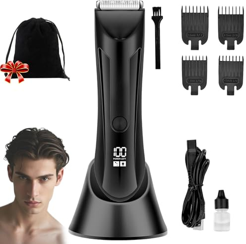 Tondeuse Intime, Rasoir éTanche Wet & Dry Avec Socle De Recharge, Tondeuse Corps Homme 5 En 1, Pubis Et Corps Pour Homme (1pc)