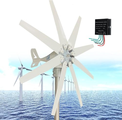 Kit de Generador de Turbina Eólica, Aerogenerador Horizontal 20000W 12V 24V 48V 110V 220V Kit de Generador de Viento Pequeño 8 Palas Piezas Eléctricas para Carga Doméstica Marina(110V)