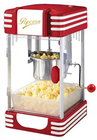 Popcorn Machine - Retro Hot Butter Commercial Maker with Stainless Steel Pot for Home, Carnival, and Parties
