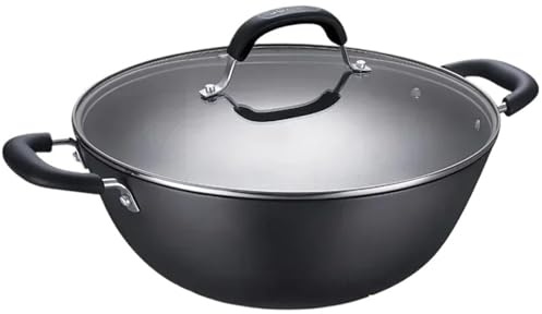 LCKKJHG wokpfanne gusseisen Antihaft-Doppelohren, keine Beschichtung, großer Kessel, Kochgeschirr, Gas-Induktionsherd, universell(32cm)