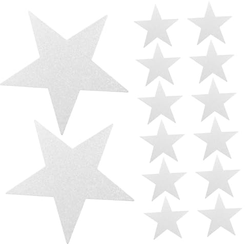 Toyvian 48 pezzi Stelle Glitterate in Carta Ritagliata Mano Stelle Doppio Lato Argento Ritagli Resistenti per Decorazioni Bacheca Aula Creativo Spazio per Disegni e Scrittura per Feste e