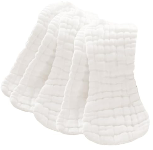 Pañales de Algodón para Ñiño Recién Nacido, 5 Piezas, Blanco | Gasa de Algodón Puro, Alta Absorción y Reutilizable, Lavable, para Cuna y Silla