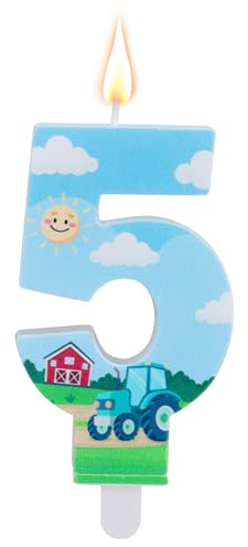 Goktvai Farm Tractor Birthday Number Candle, Tractor Theme Cake Topper | Boys & Girls Birthday Anniversary and Themed Party Favors & Decoration Supplies (Number 5)