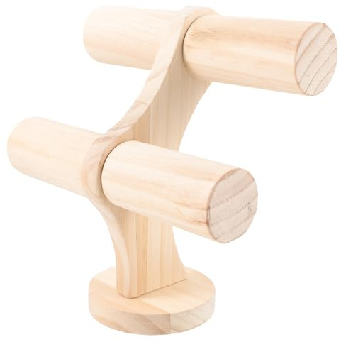 Expositor de Pulseras de Madera 2 Niveles Soporte para Brazaletes y Gomas Pelo Organizador Ligero y Resistente para Exhibición y Almacenamiento en Joyería y Hogar