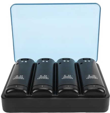 Fabater 4 in 1 Charger Station for wiis Remote Controller, with 4 Pack 2800mAh Rechargeable Batteries and USB Cable, Charging Dock for wiis Controllers (Black)