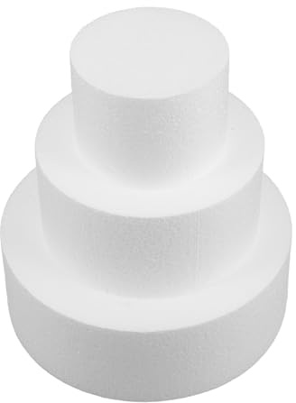 MUCKLILY 3pcs Round Foam Cake Dummies Set for DIY Decorating, White Foam Rounds Versatile Use, for Crafting and Birthday Cakes Practice and Display